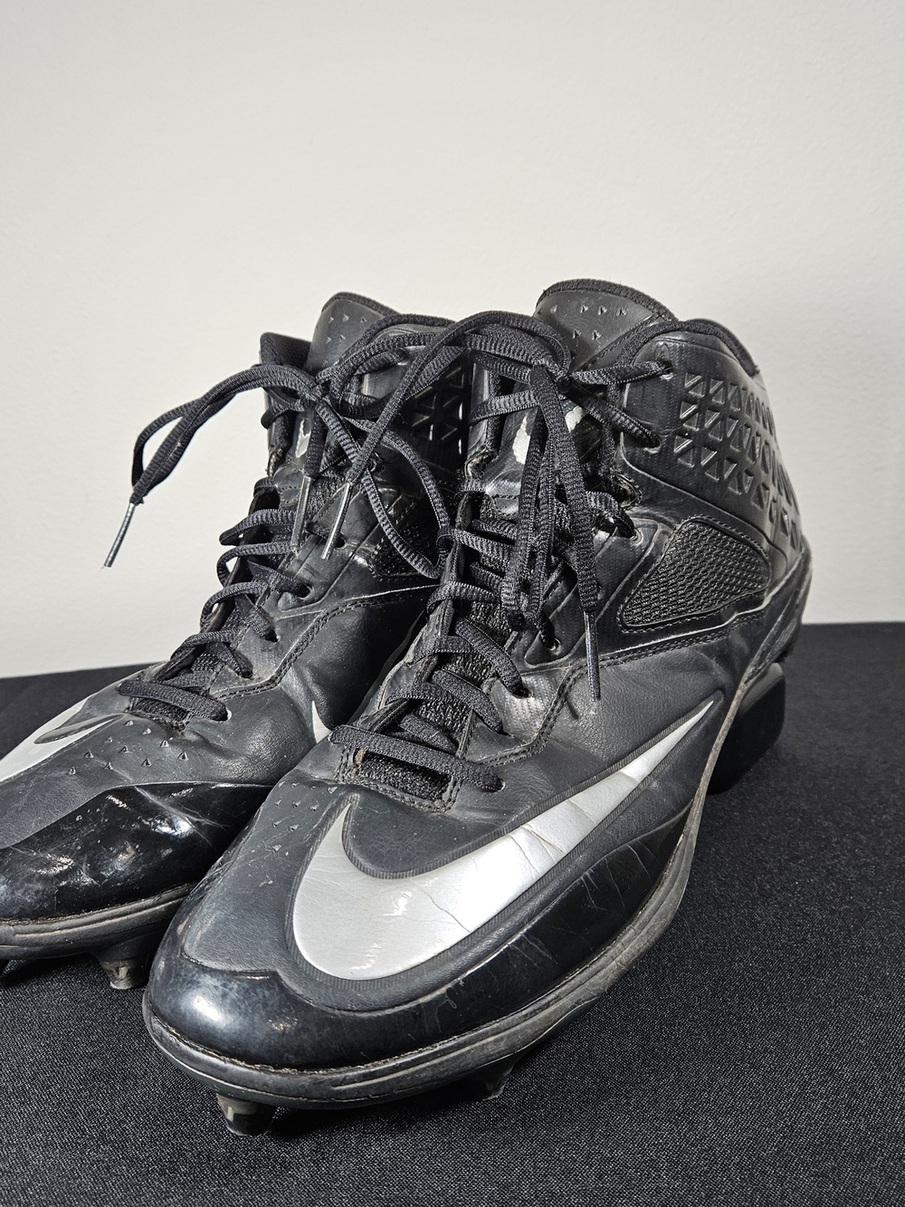 Nike Lunar Code Pro 3/4 D Football Cleats Black Silver 579668-002 Men's Size 14